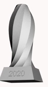 3D-Modell eines gedrehten Pokals mit Sockel und Gravur 2020