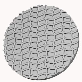 3D-Modell einer runden Platte mit Gittermuster